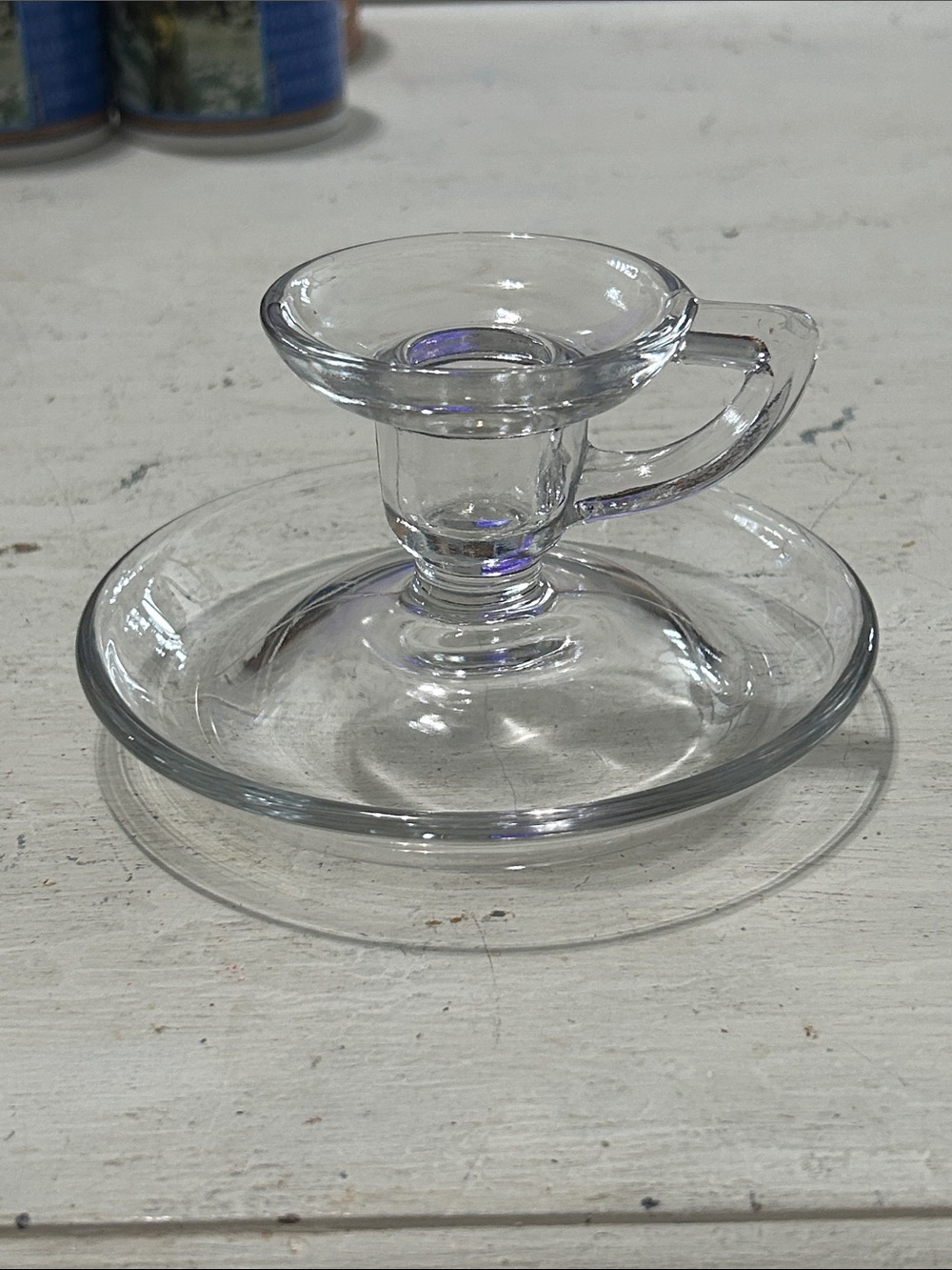 Clear Glass Chamberstick Candle Holder